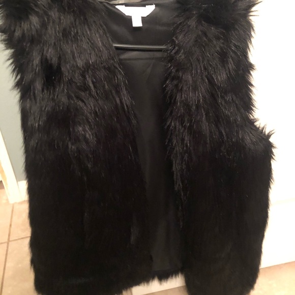 Time and Tru Jackets & Blazers - Black fur vest